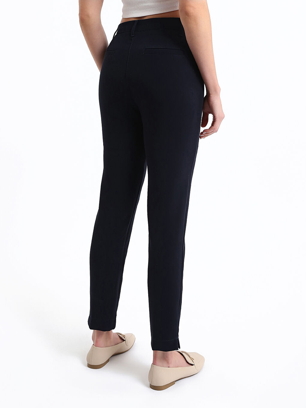 Women's Slim Fit Plain Trousers-8