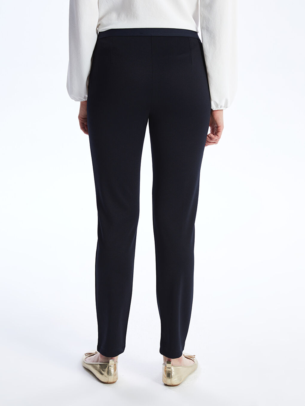 Women's Extra Tight Fit Straight Trousers with Elastic Waist -S40177Z8-E1J