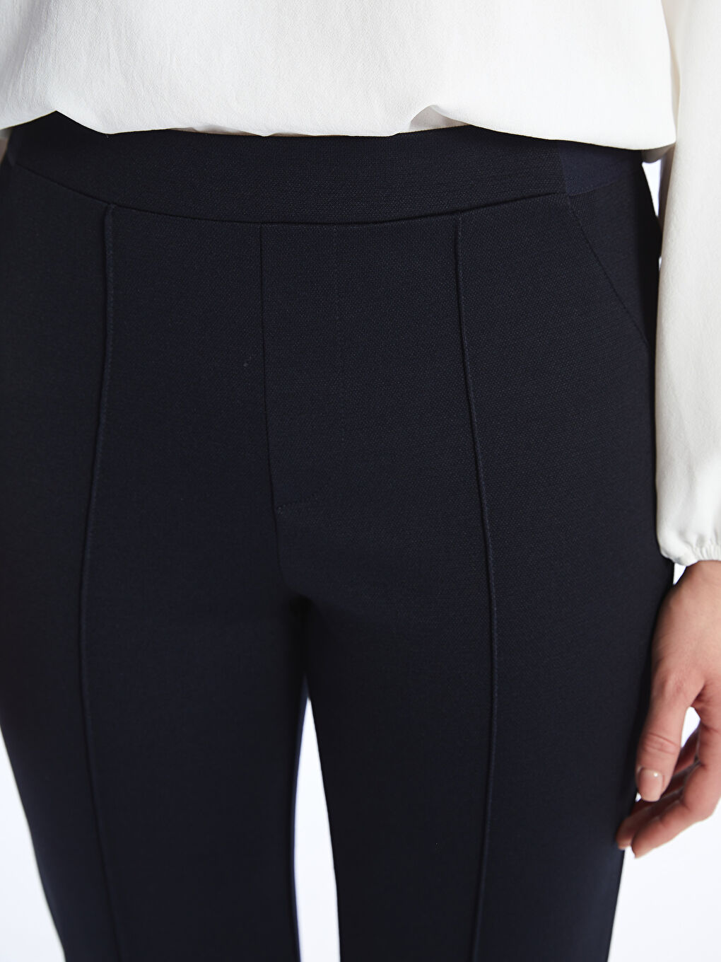Women's Extra Tight Fit Straight Trousers with Elastic Waist -S40177Z8-E1J