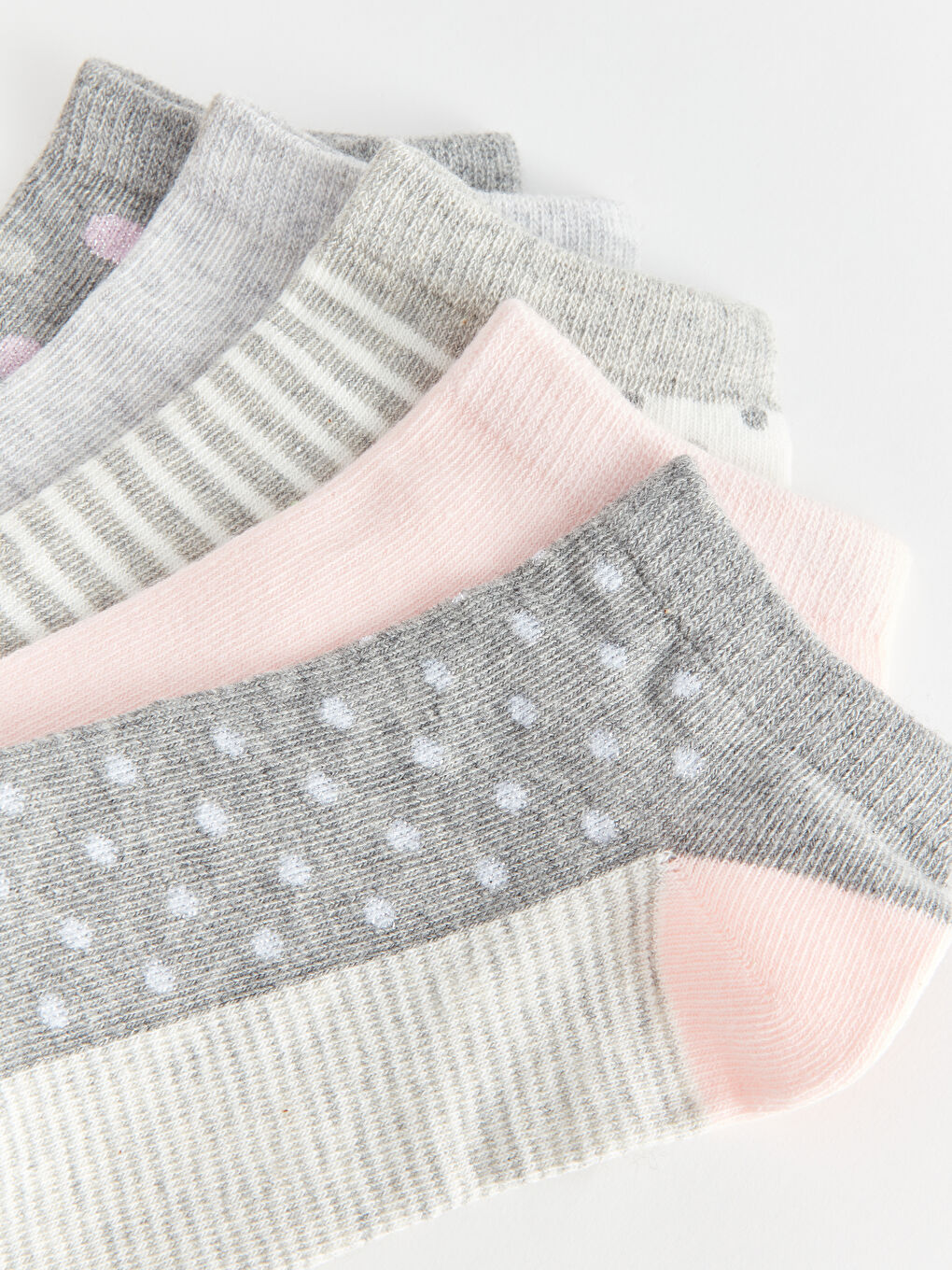 Gri Desenli Kadın Patik Çorap 5'li-2