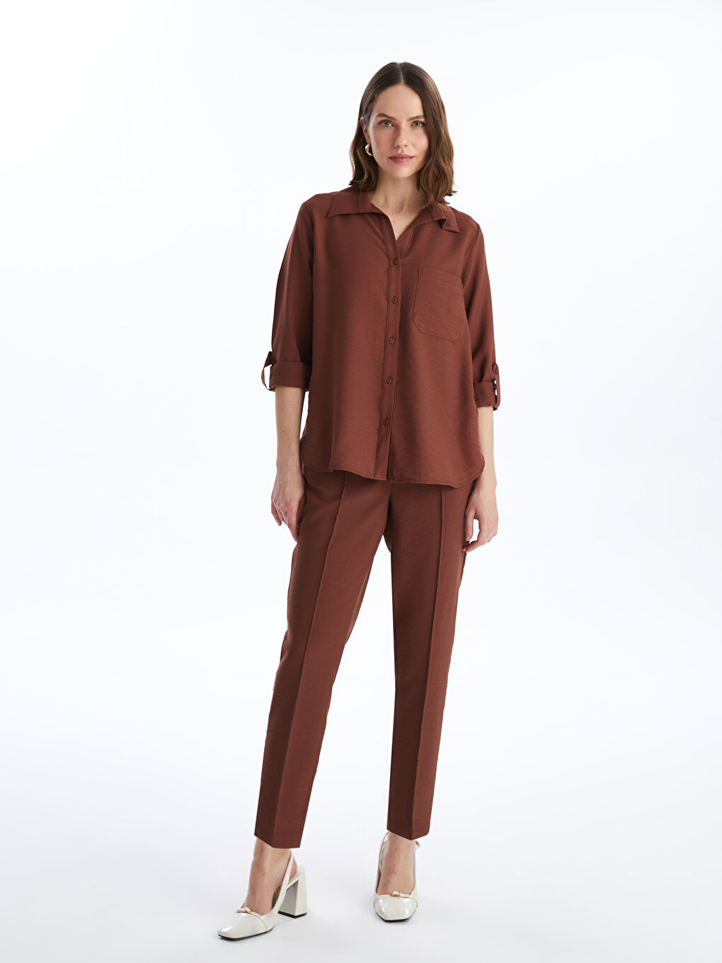 Elastic Waist Standard Fit Women's Trousers -S40203Z8-SYH