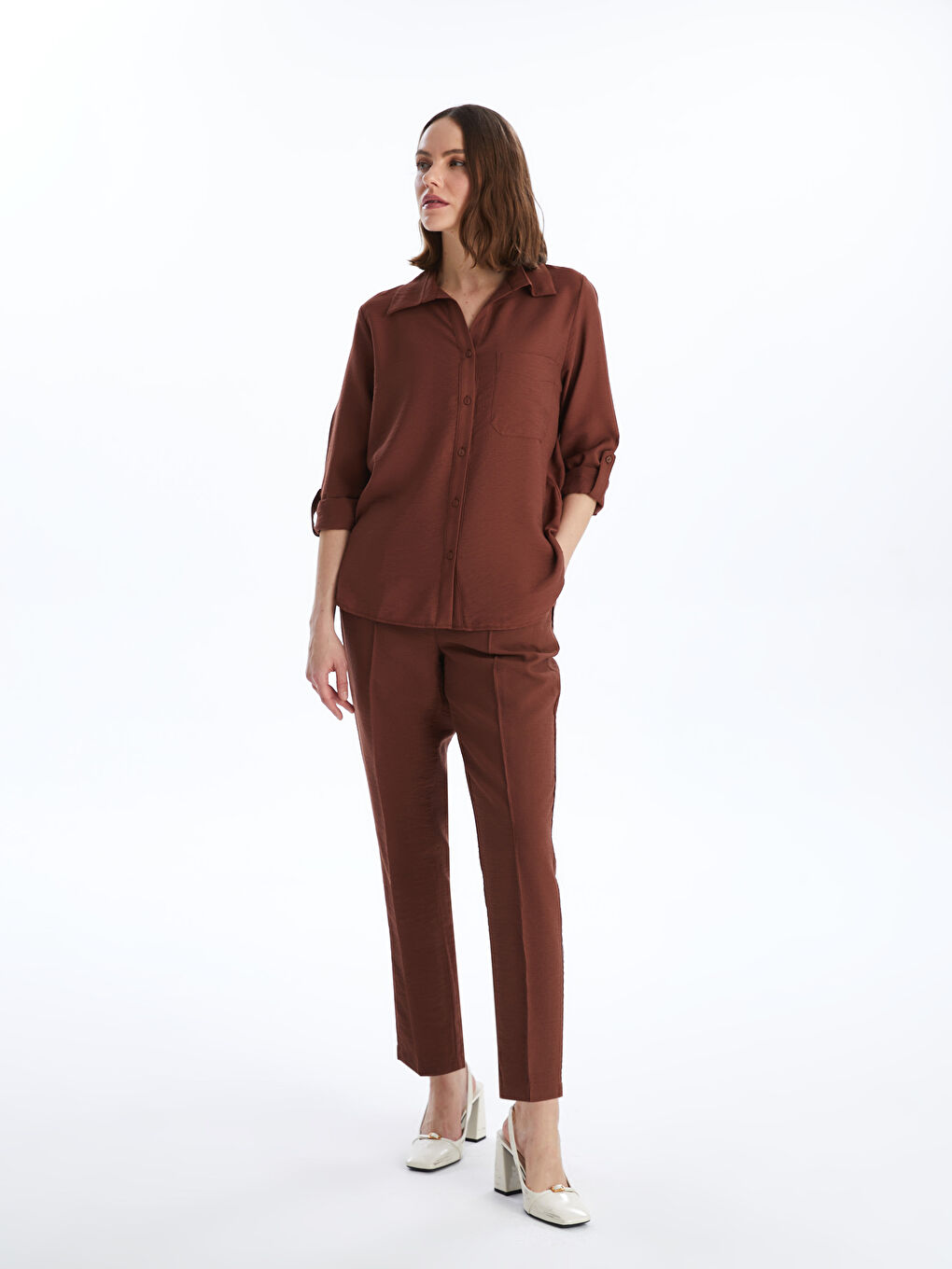 Elastic Waist Standard Fit Women's Trousers -S40203Z8-SYH
