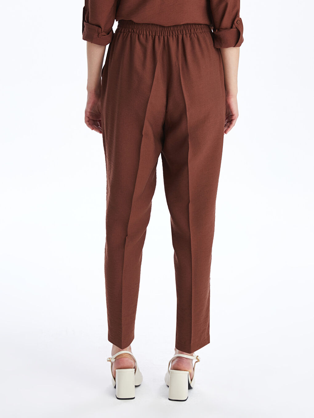 Elastic Waist Standard Fit Women's Trousers -S40203Z8-SYH