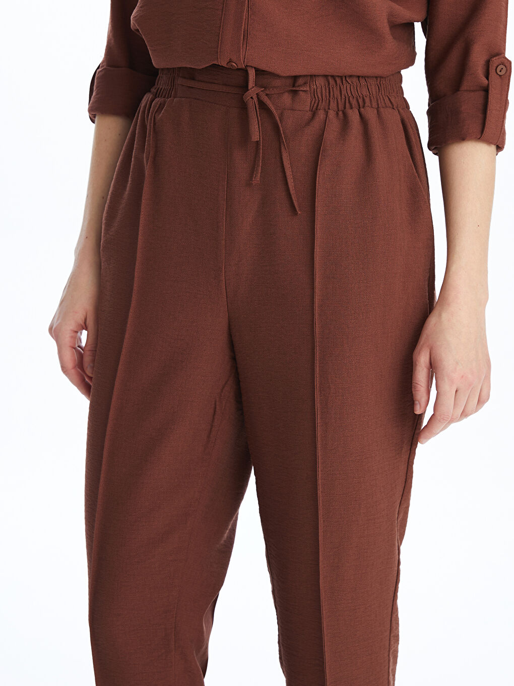 Elastic Waist Standard Fit Women's Trousers -S40203Z8-SYH
