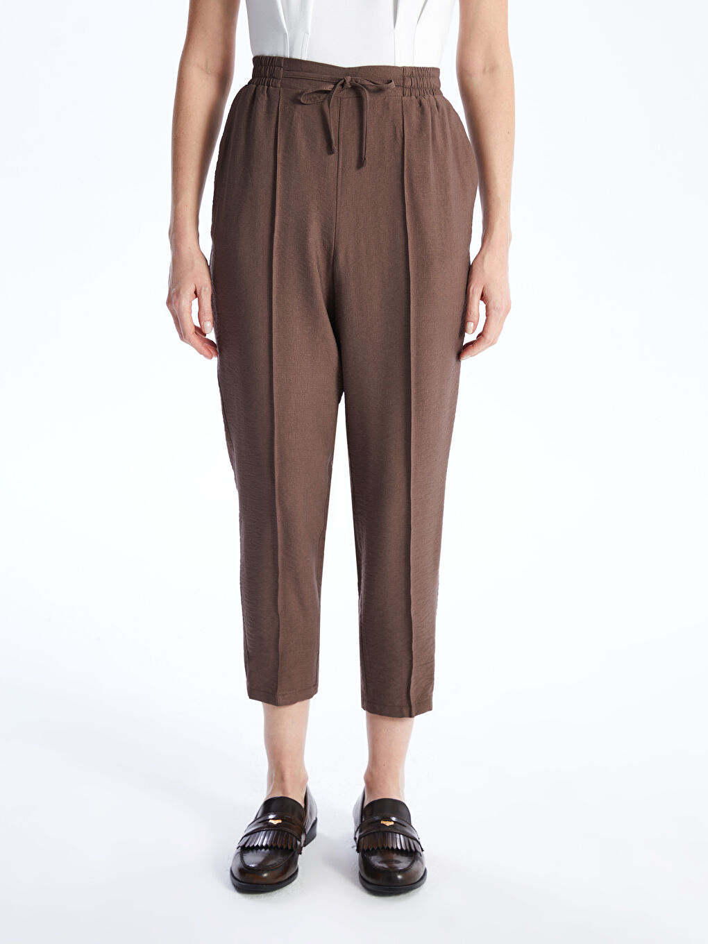 Elastic Waist Standard Fit Women's Trousers -S40203Z8-SYH
