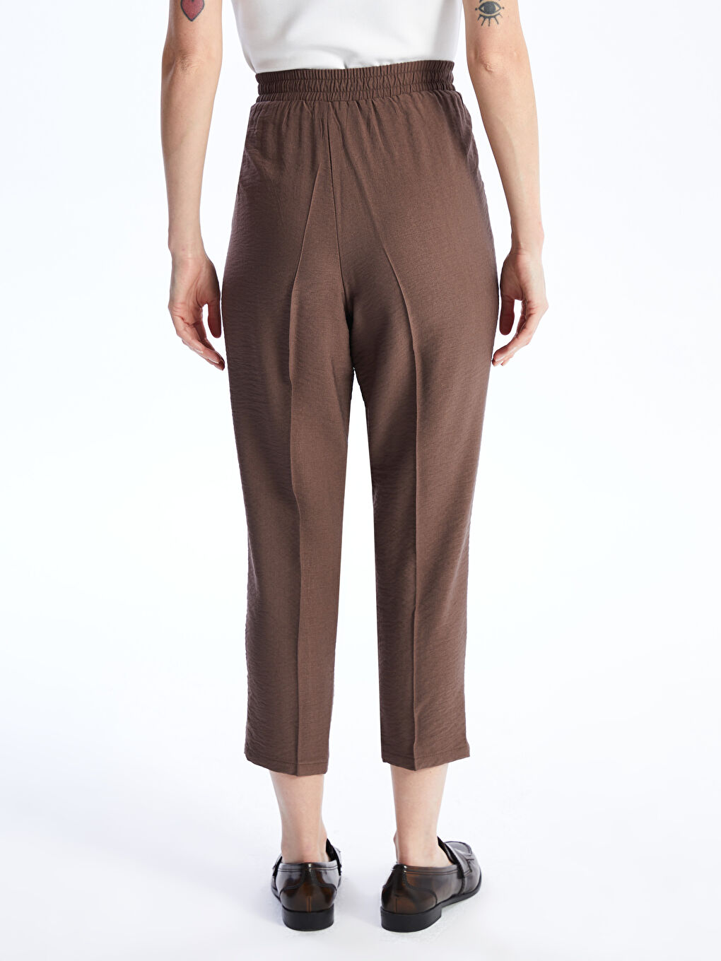 Elastic Waist Standard Fit Women's Trousers -S40203Z8-SYH