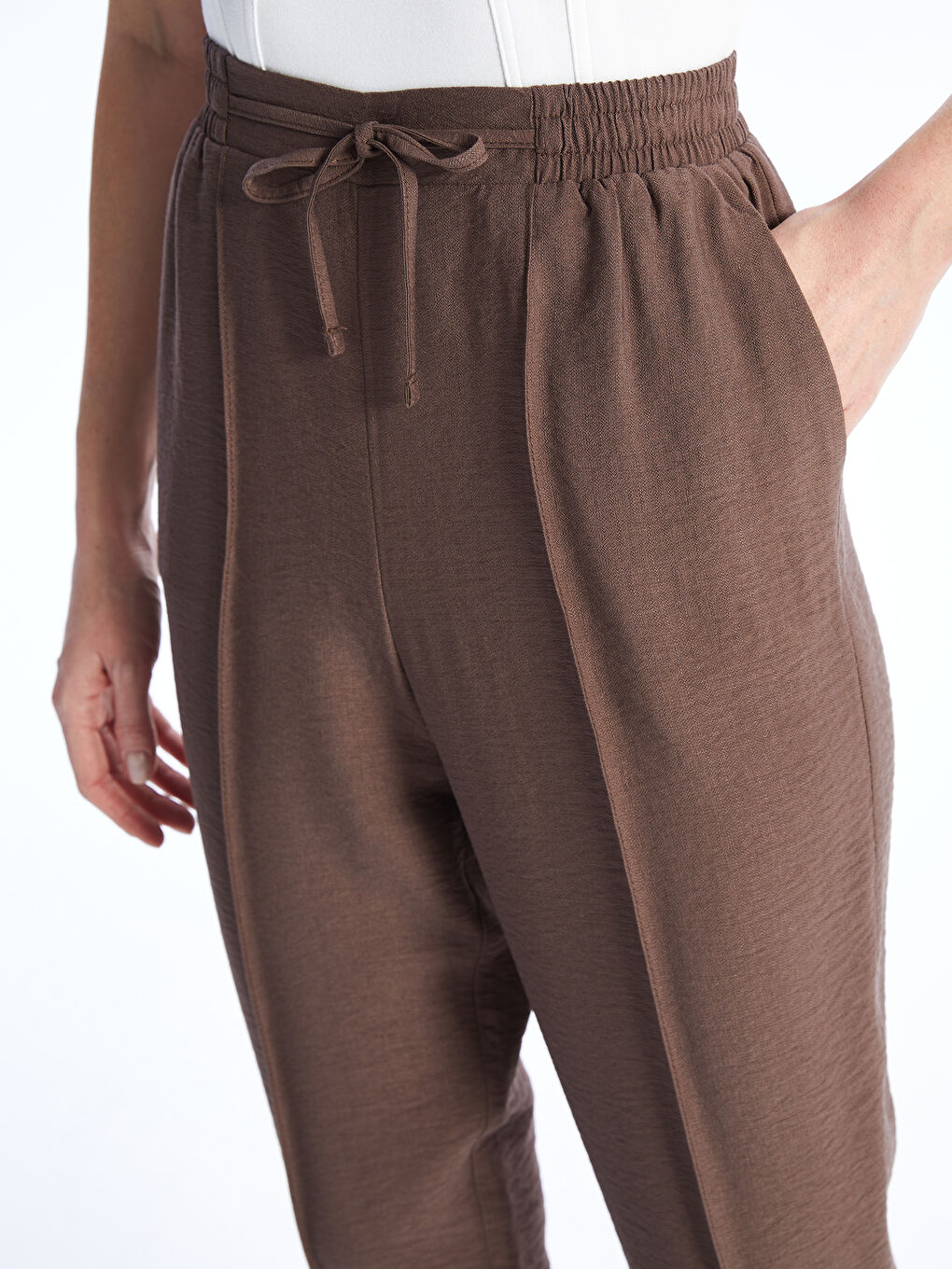 Elastic Waist Standard Fit Women's Trousers -S40203Z8-SYH