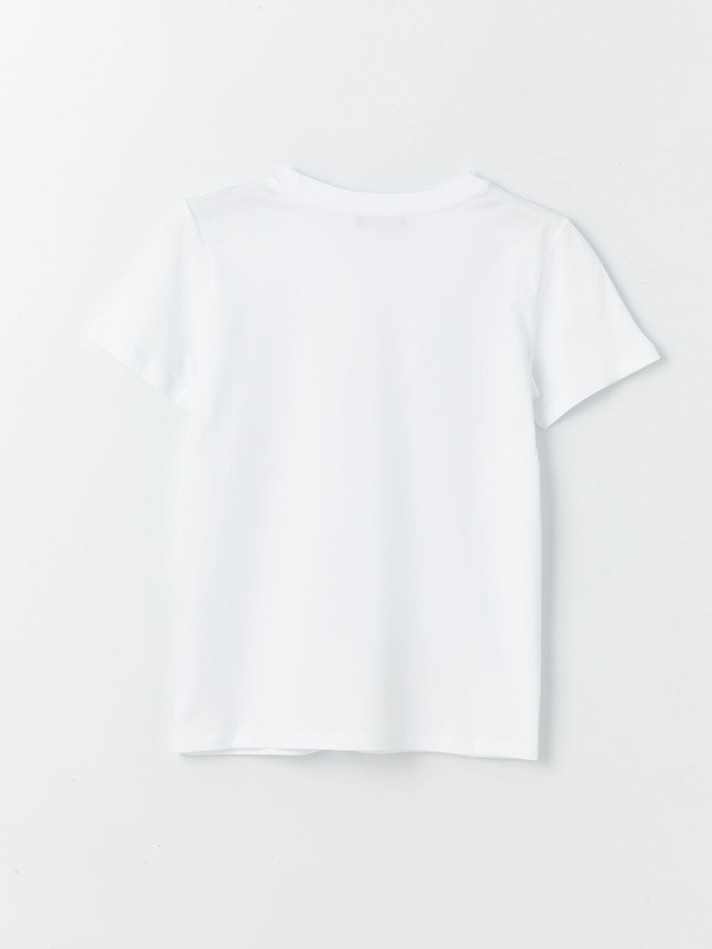 Beyaz Bisiklet Yaka Düz Kısa Kollu Kadın Tişört-6