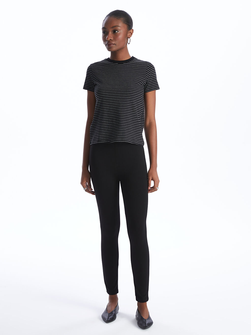 Women's Extra Narrow Fit Plain Tights with Elastic Waist -S40216Z8-CVL