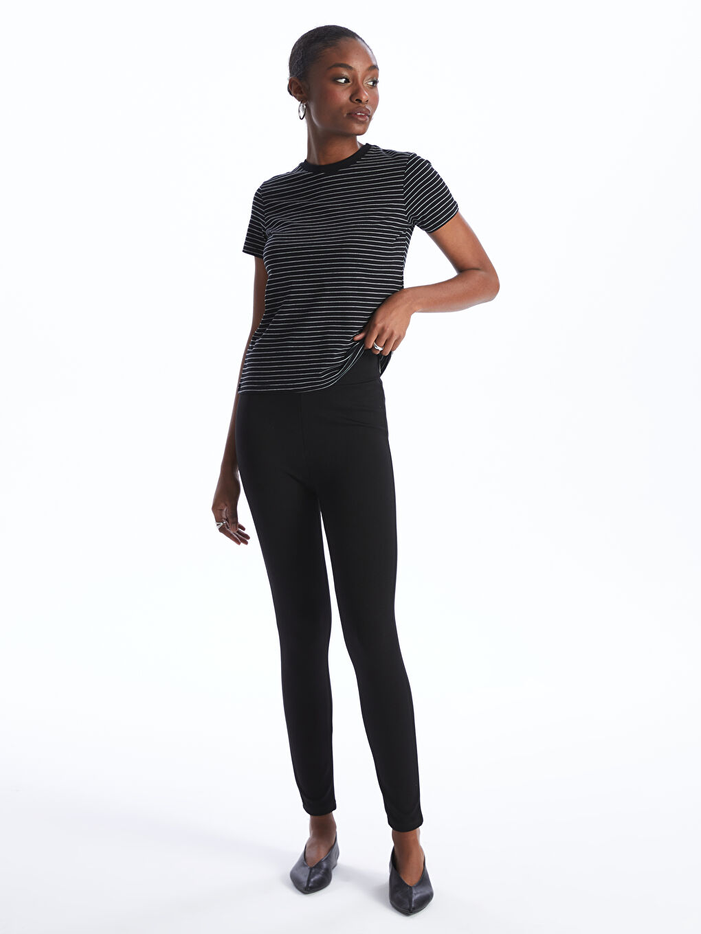 Women's Extra Narrow Fit Plain Tights with Elastic Waist -S40216Z8-CVL