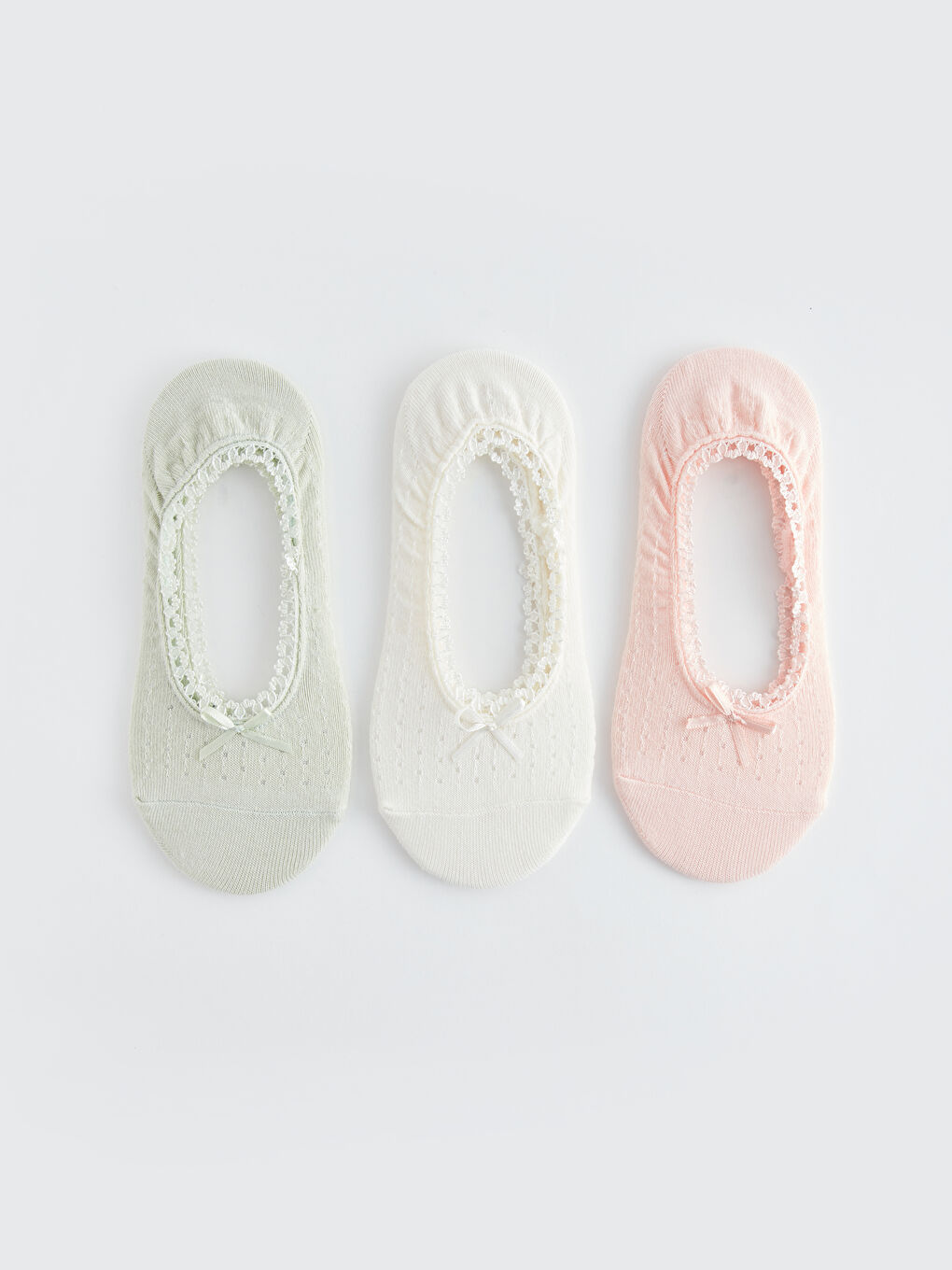 Yeşil Kendinden Desenli Kadın Babet Çorap 3'lü