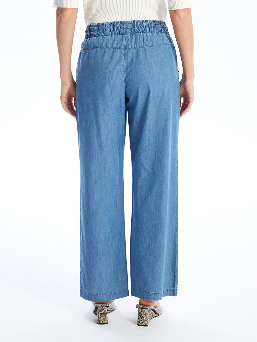 Wideleg Women's Jeans With Elastic Waist -S40250Z8-563