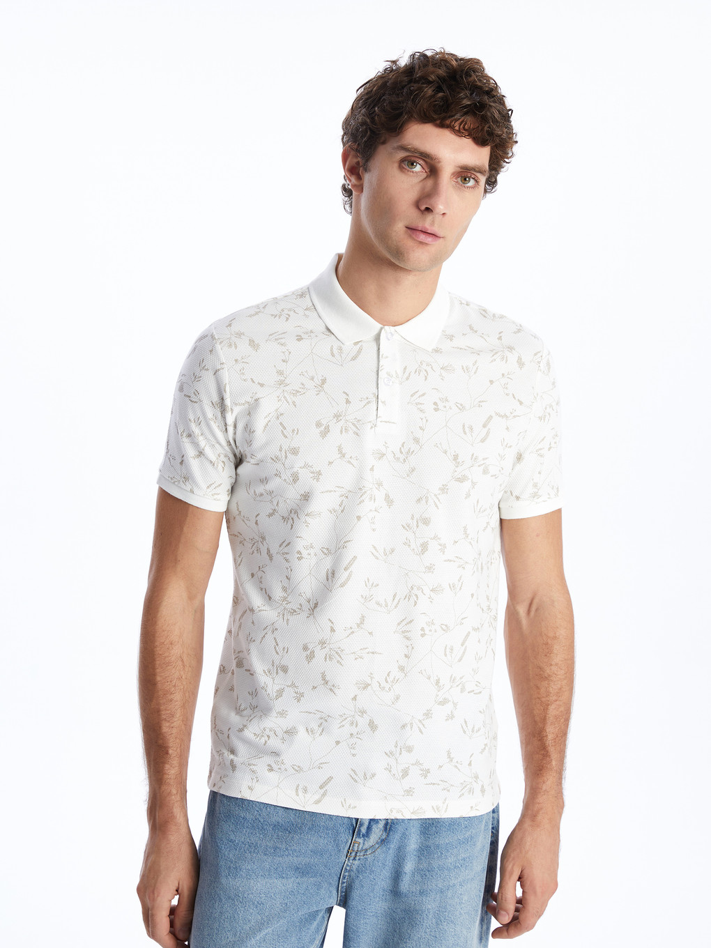 Polo Neck Short Sleeve Patterned Men's T-shirt