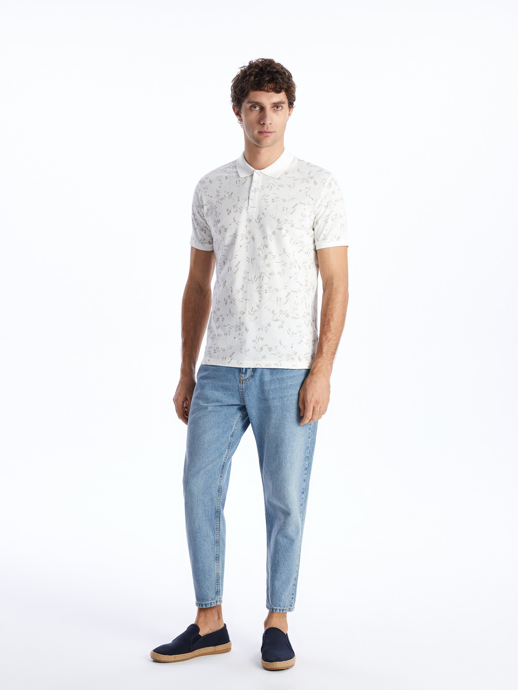 Polo Neck Short Sleeve Patterned Men's T-shirt-3