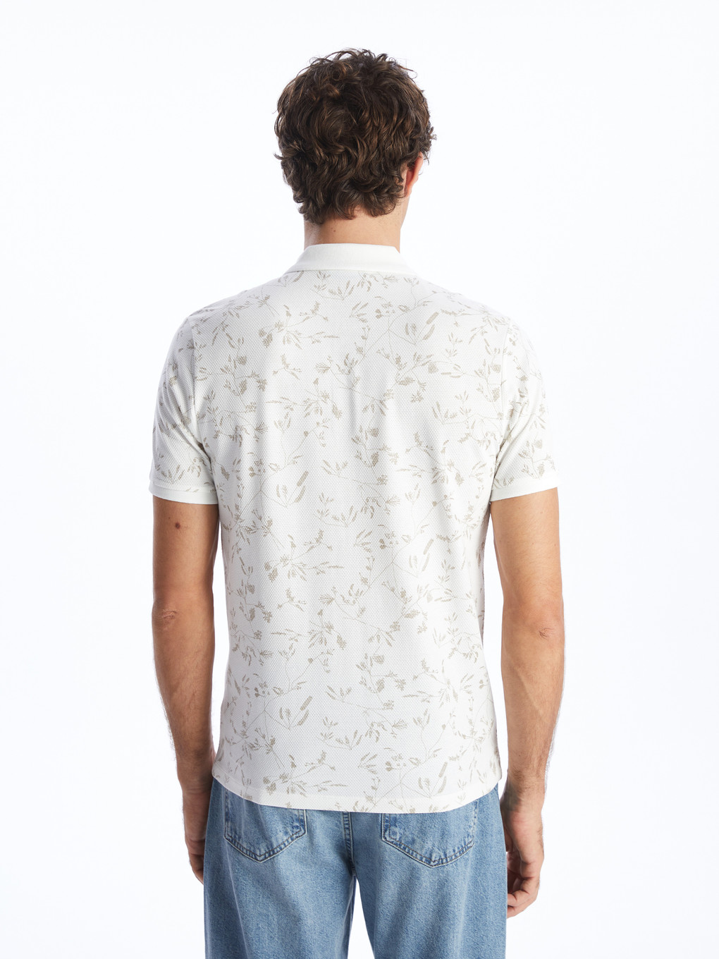 Polo Neck Short Sleeve Patterned Men's T-shirt-4