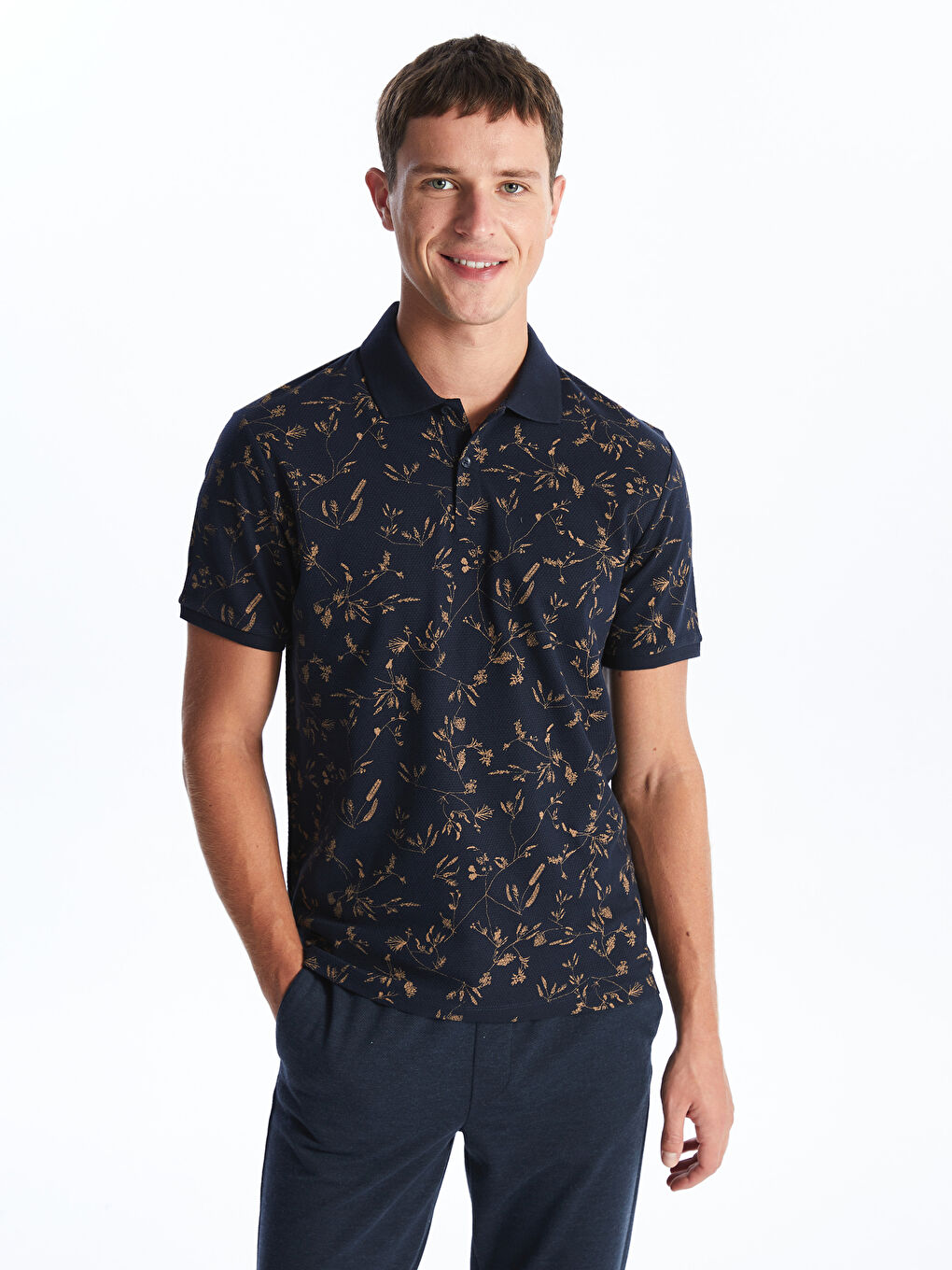 Polo Neck Short Sleeve Patterned Men's T-Shirt -S40269Z8-RFH