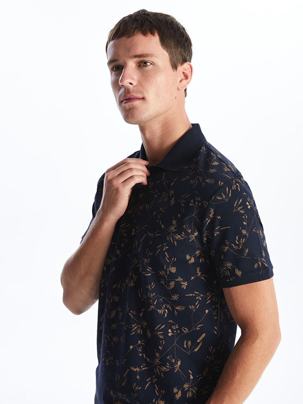 Polo Neck Short Sleeve Patterned Men's T-Shirt -S40269Z8-RFH