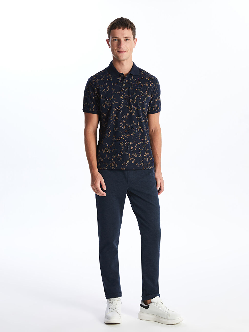 Polo Neck Short Sleeve Patterned Men's T-Shirt -S40269Z8-RFH