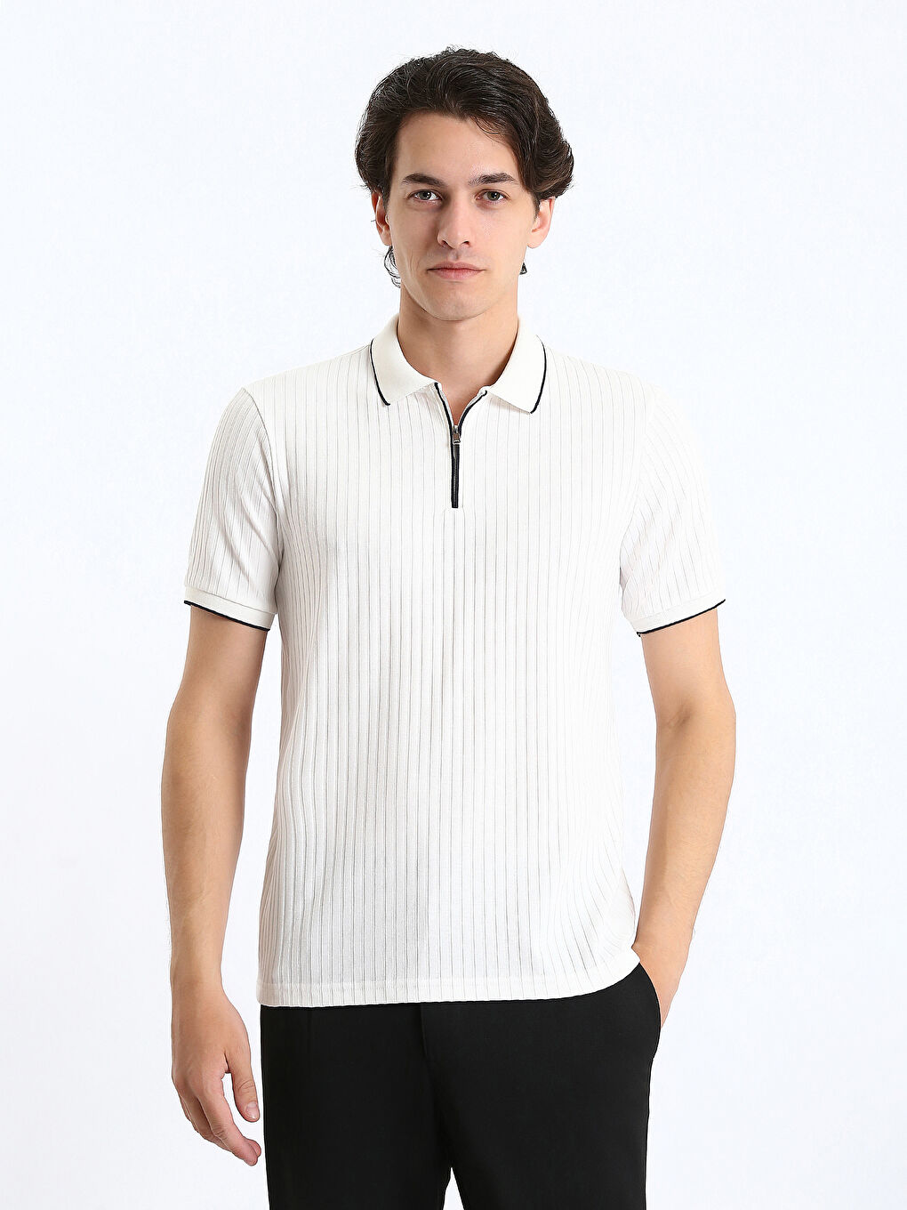 LCW Vision Polo Neck Short Sleeve Men's Textured T-Shirt -S40274Z8-J5E