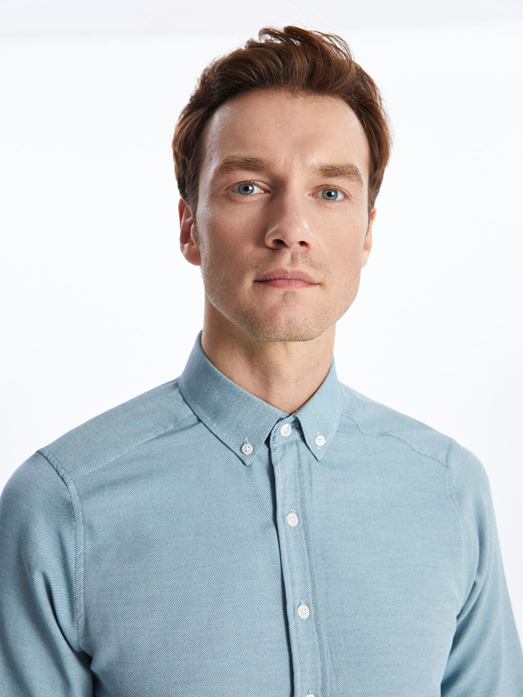 Slim Fit Long Sleeve Oxford Men's Shirt -S40288Z8-FJB