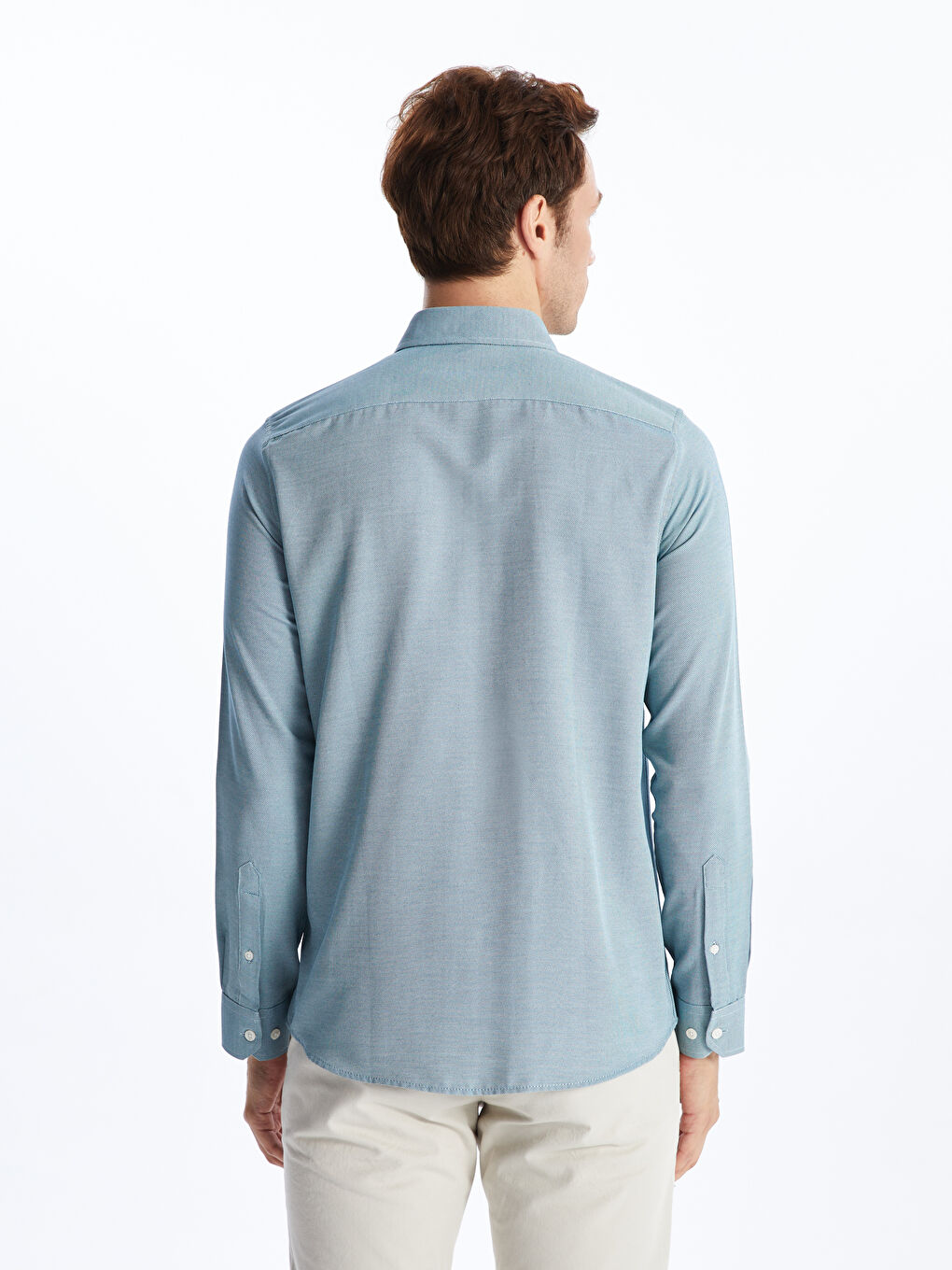 Slim Fit Long Sleeve Oxford Men's Shirt -S40288Z8-FJB