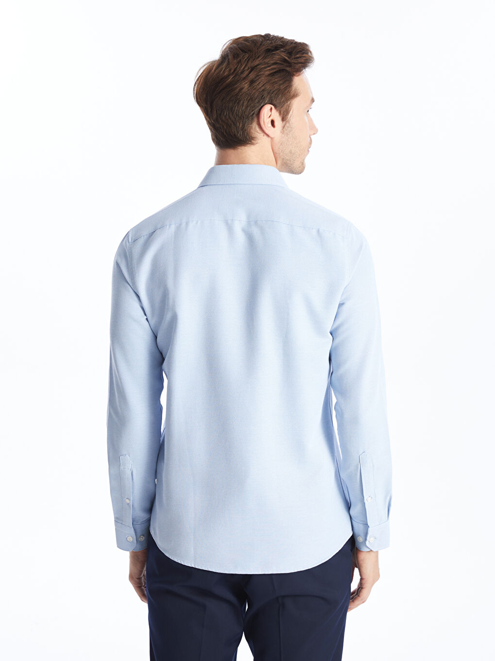 Slim Fit Long Sleeve Dobby Weave Men's Shirt -S40292Z8-CZA