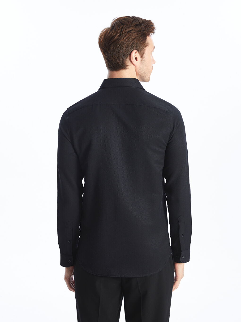 Slim Fit Long Sleeve Dobby Weave Men's Shirt -S40292Z8-RQL