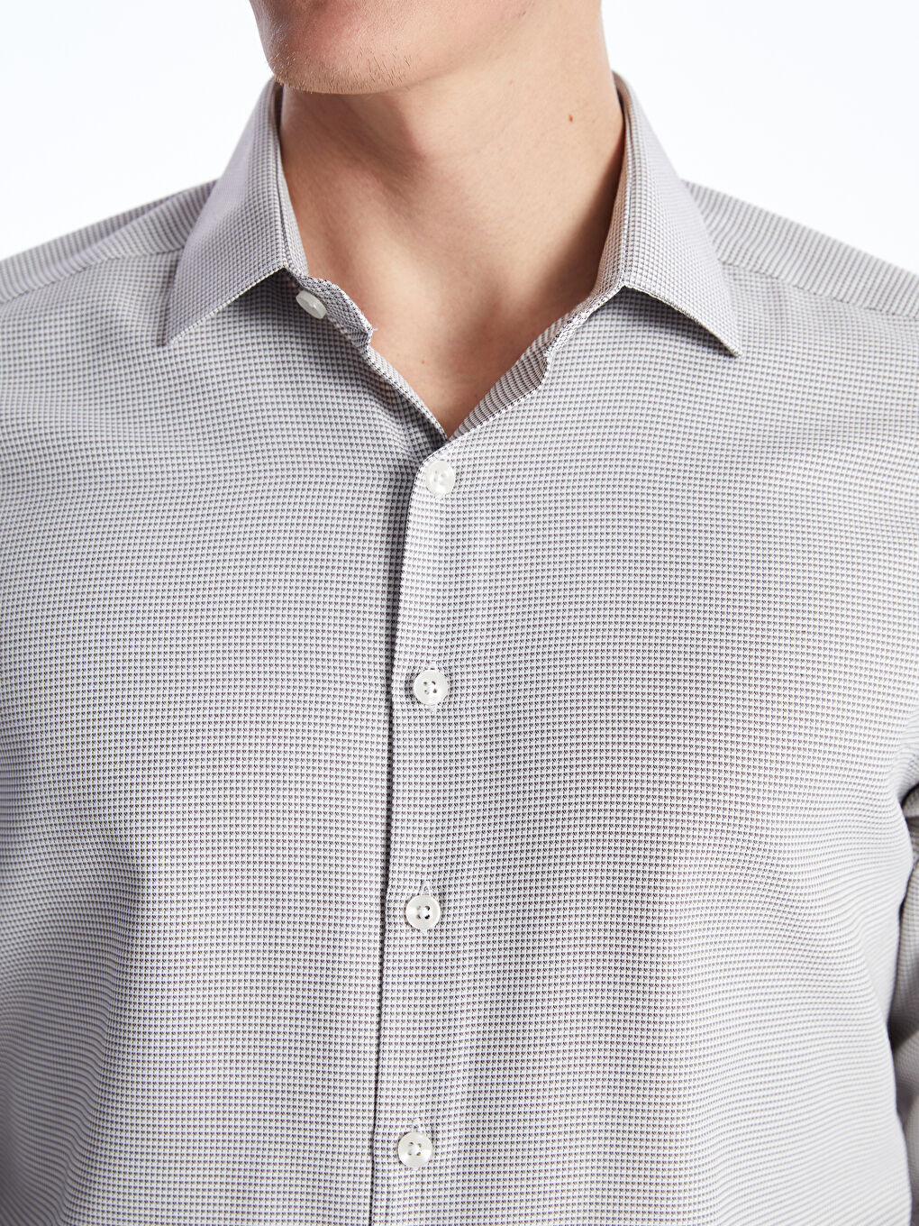 Slim Fit Long Sleeve Dobby Weave Men's Shirt -S40295Z8-S2W