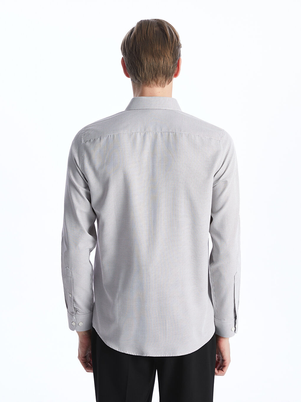Slim Fit Long Sleeve Dobby Weave Men's Shirt -S40295Z8-S2W