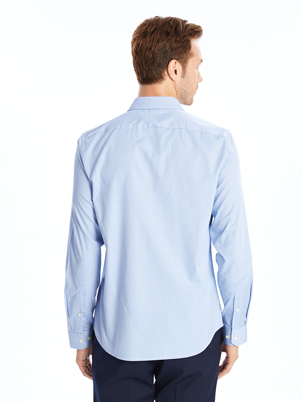 Рубашка Мужская Слим Фит С Длинным Рукавом Из Ткани Добби-3