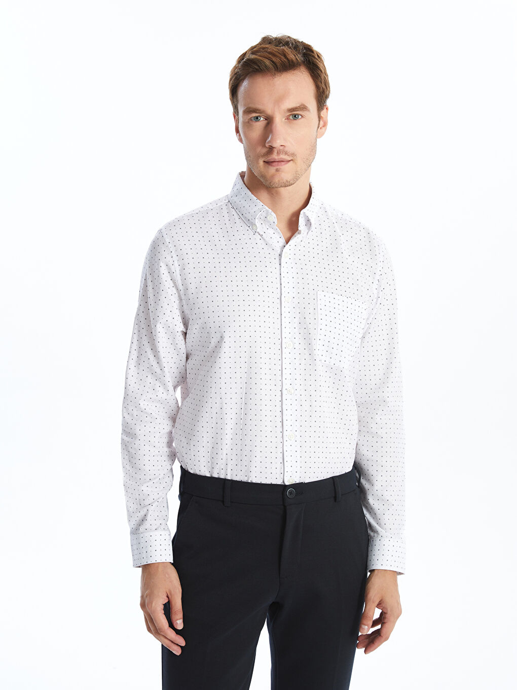 Regular Fit Long Sleeve Men's Shirt -S40299Z8-LU7