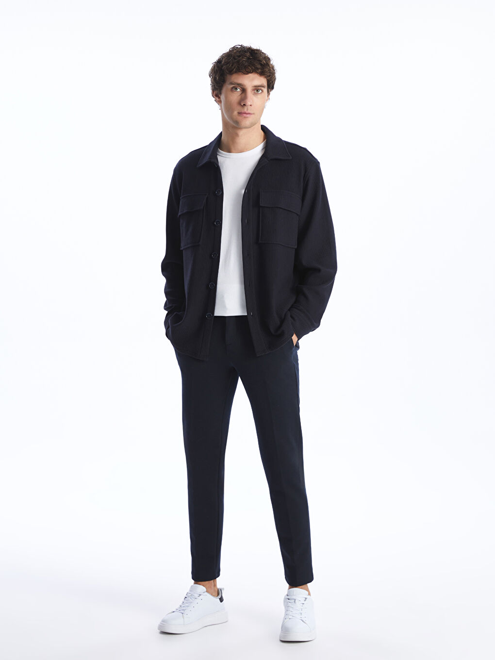 Relaxed Fit Long Sleeve Men's Shirt Jacket -S40313Z8-RFH
