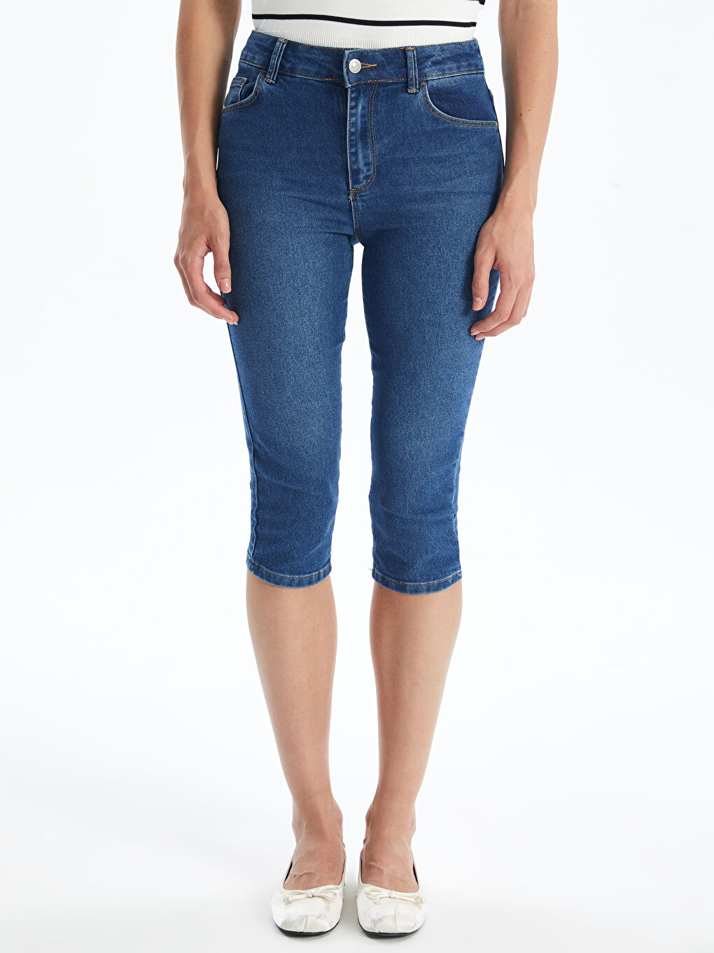 Slim Fit Women's Denim Capri -S40334Z8-309