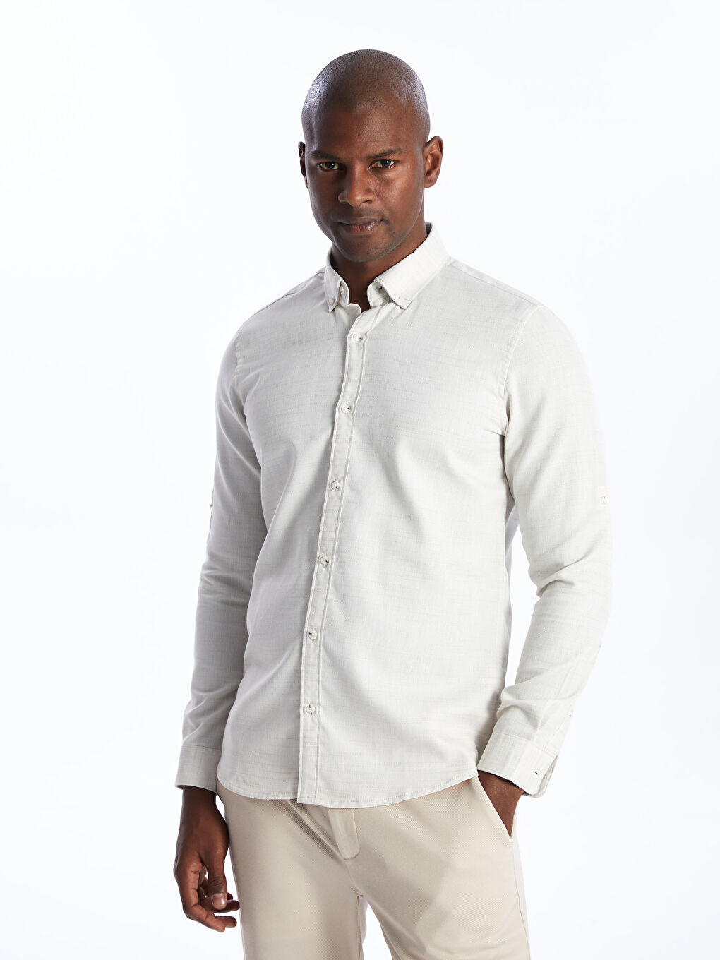 Slim Fit Long Sleeve Dobby Men's Shirt -S40346Z8-SUN
