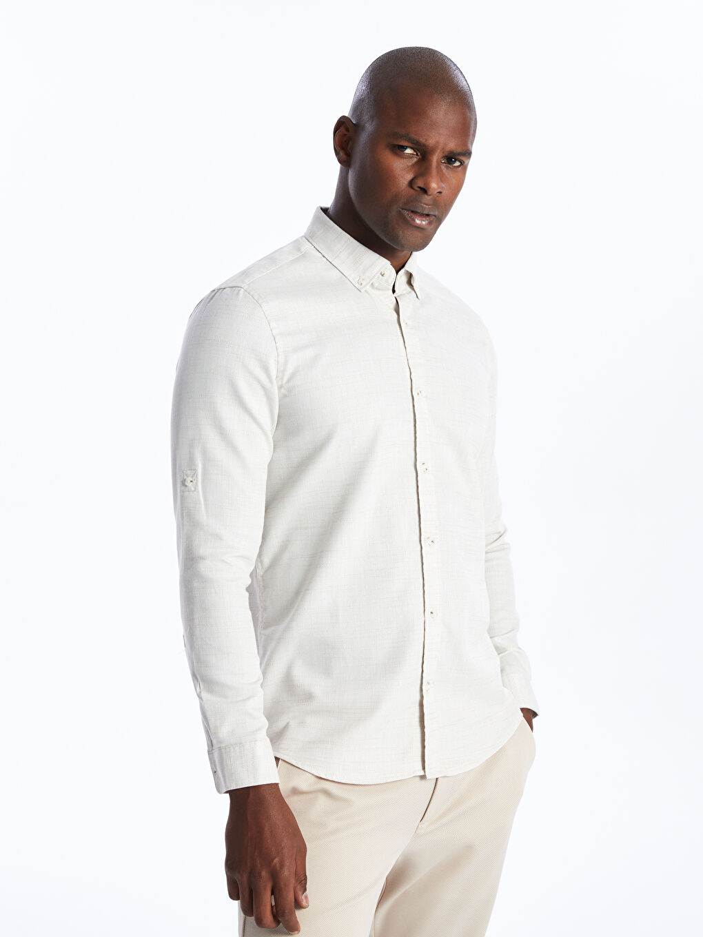 Slim Fit Long Sleeve Dobby Men's Shirt -S40346Z8-SUN
