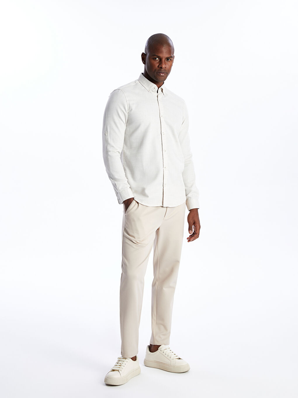 Slim Fit Long Sleeve Dobby Men's Shirt -S40346Z8-SUN