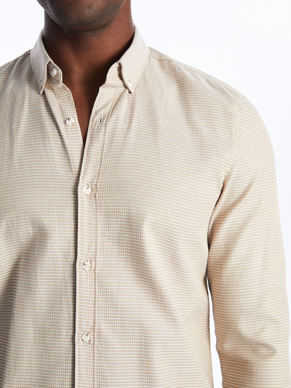 Slim Fit Long Sleeve Dobby Men's Shirt-3