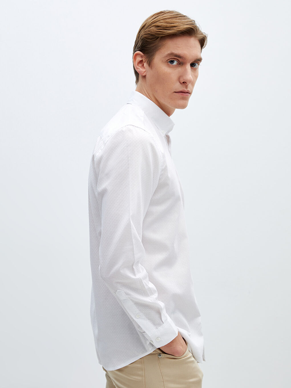 Muška košulja dugih rukava slim fit od dobby tkanine -S40357Z8-Q6K