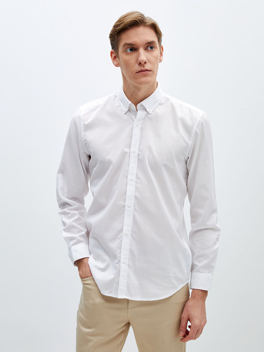 Muška košulja dugih rukava slim fit od dobby tkanine -S40357Z8-Q6K