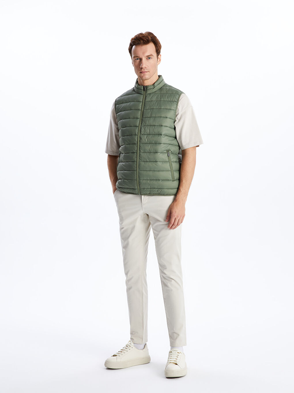Standard Fit Funnel Neck Men's Puffer Gilet -S40392Z8-GYA