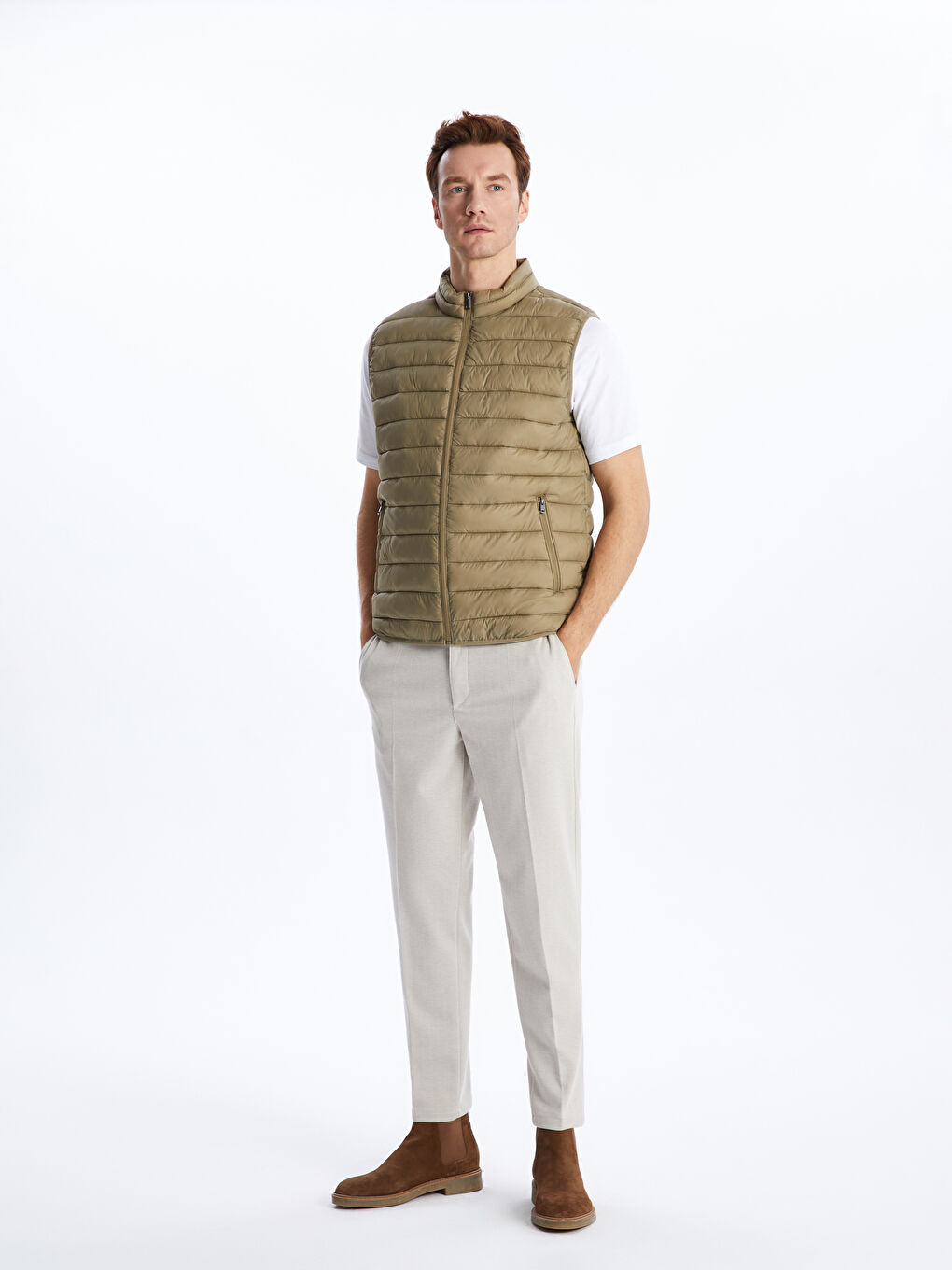 Gilet Doudoune à Col Cheminée pour Hommes Coupe Standard-1