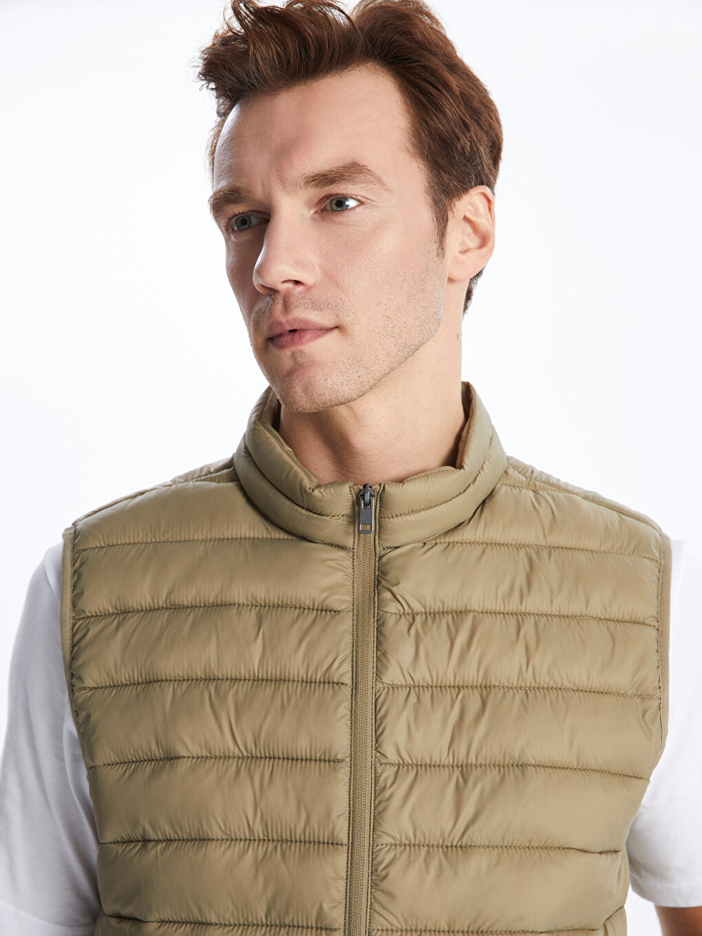 Gilet Doudoune à Col Cheminée pour Hommes Coupe Standard-2