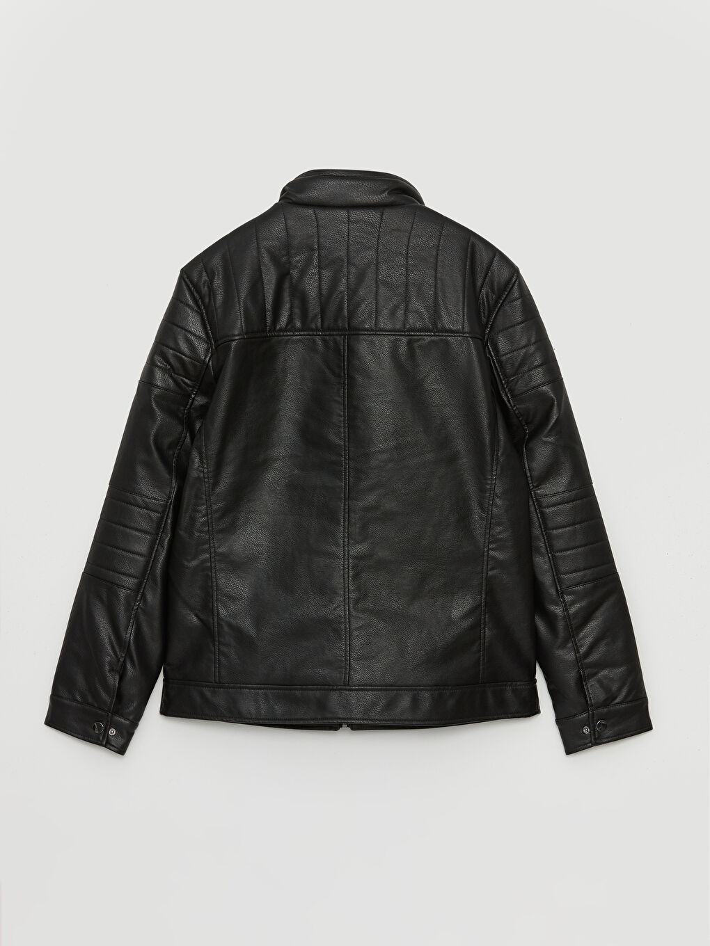 Standard Fit Collared Neck Men's Leather Look Coat -S40411Z8-CVL