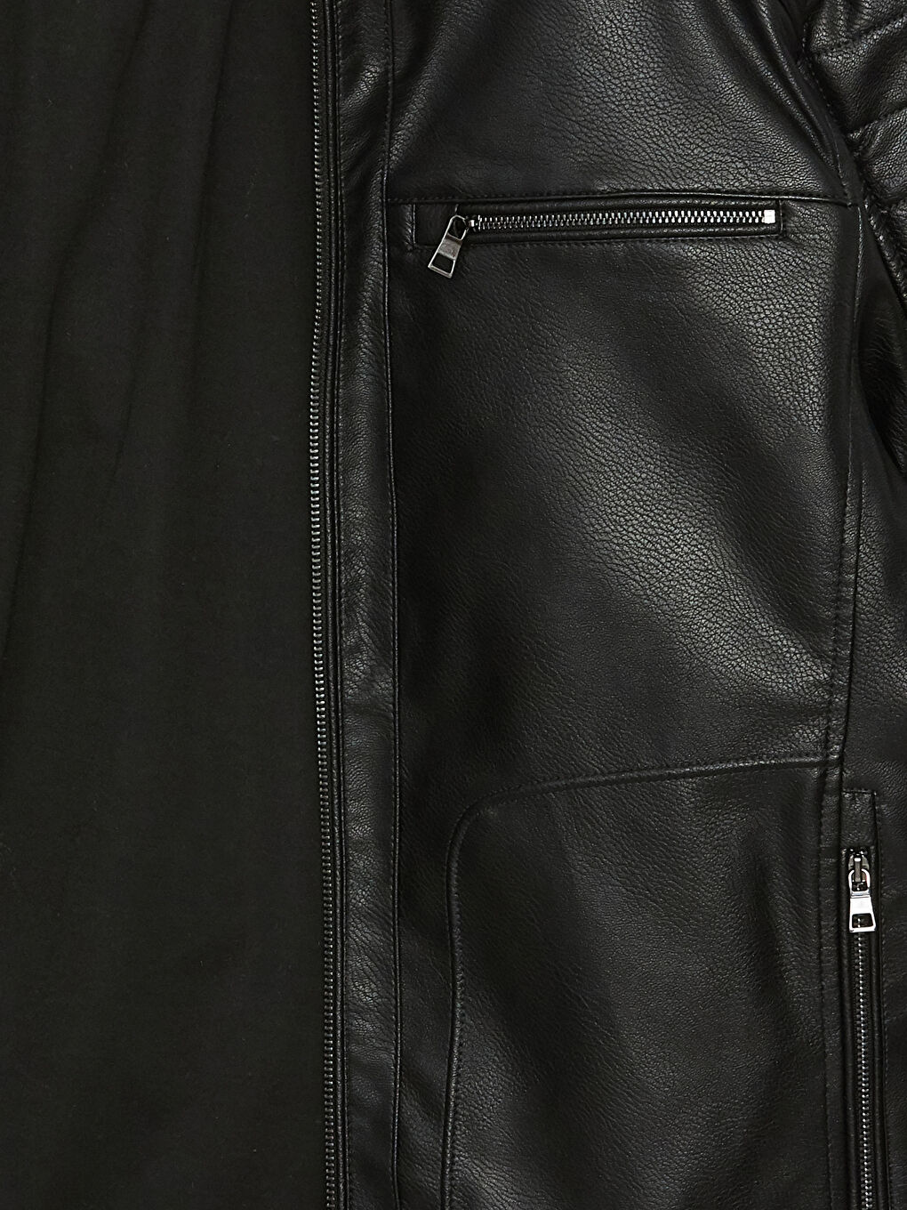 Standard Fit Collared Neck Men's Leather Look Coat -S40411Z8-CVL