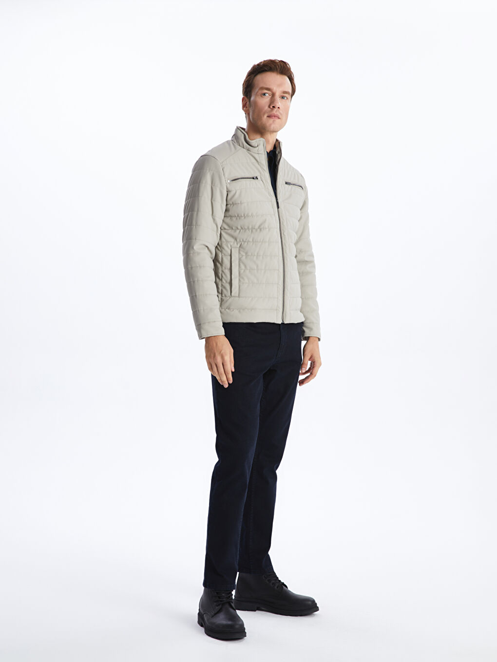 بالطو جلد صناعي بياقة قميص عادي للرجال-2