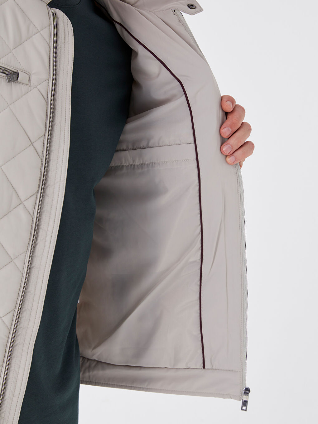 Ерлерге арналған стандартты пішім биік жағалы пуховик пальто-3