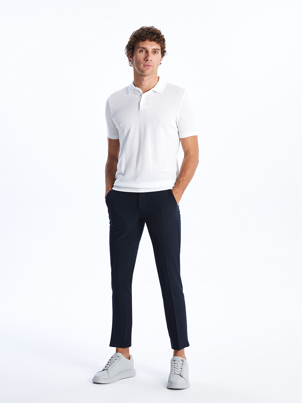 Polo Neck Short Sleeve Men's Tricot Sweater -S40457Z8-R9J