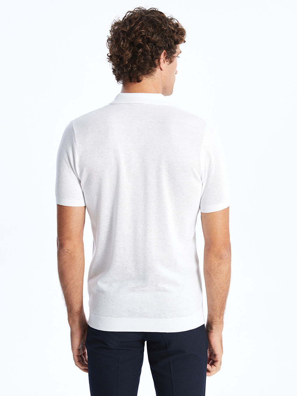 Polo Neck Short Sleeve Men's Tricot Sweater -S40457Z8-R9J