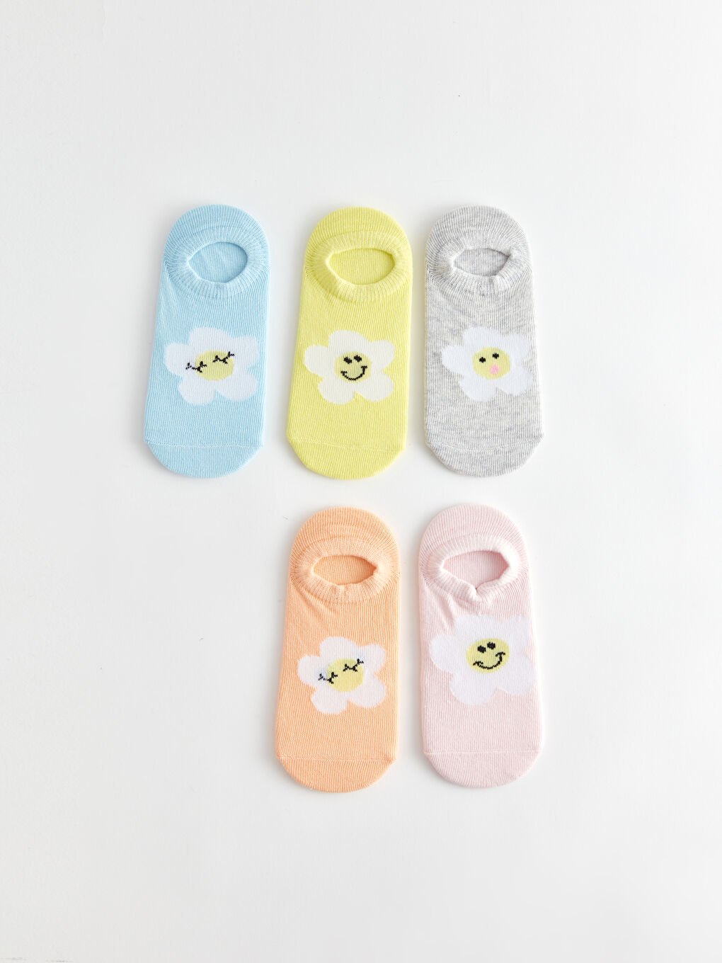 LCW Kids Patterned Girls' Trainer Socks 5 Pack -S40482Z4-FWW