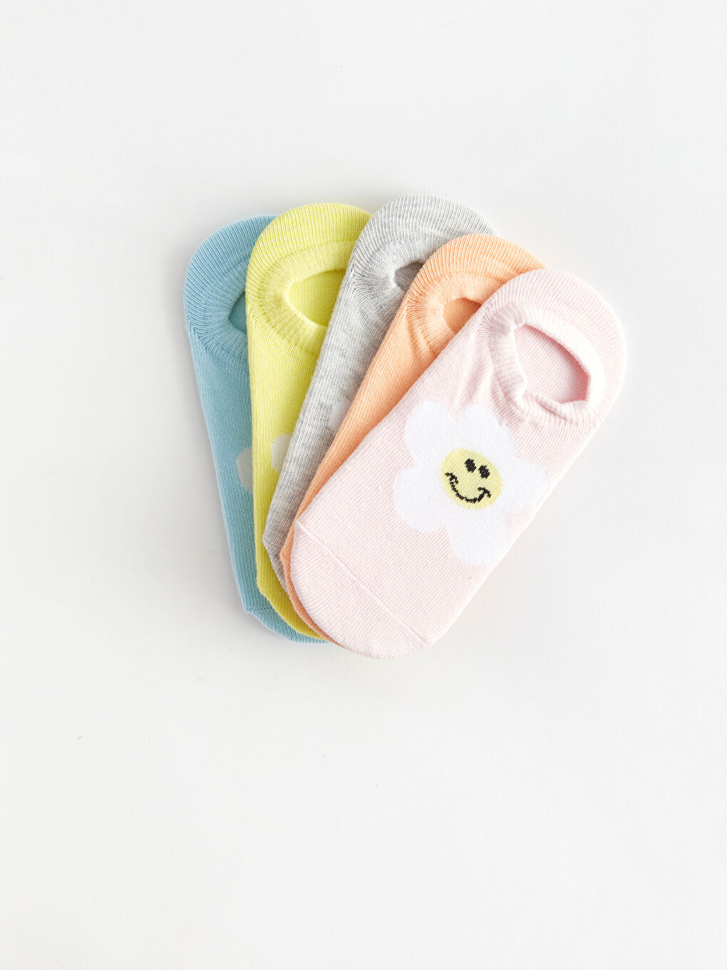 LCW Kids Patterned Girls' Trainer Socks 5 Pack -S40482Z4-FWW